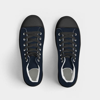 Deep Fully-Muted Blue Men's High-Top Canvas Sneakers (IB2-FM-DE) - Top