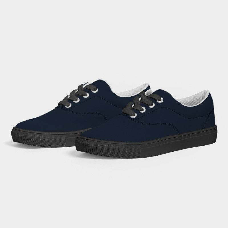 Deep Fully-Muted Blue Women's Canvas Sneakers (IB2-FM-DE) - Side 3