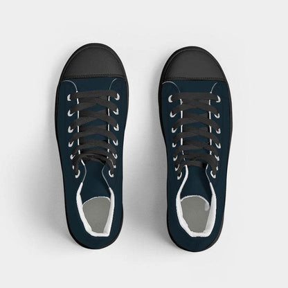 Deep Fully-Muted Blue Women's High-Top Canvas Sneakers (B-FM-DE) - Top