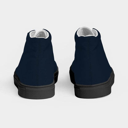 Deep Fully-Muted Blue Women's High-Top Canvas Sneakers (IB2-FM-DE) - Back