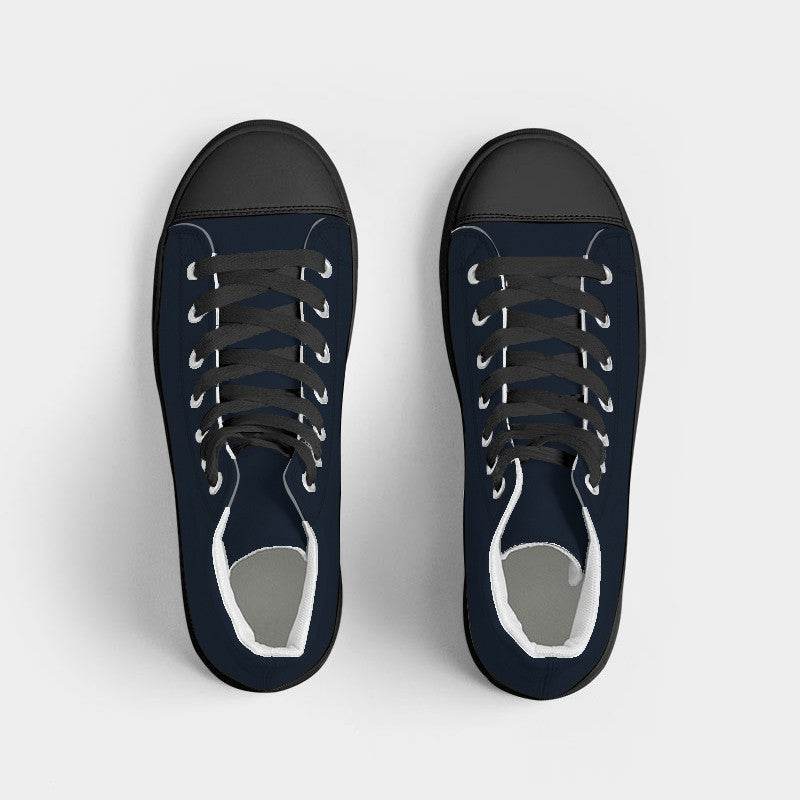 Deep Fully-Muted Blue Women's High-Top Canvas Sneakers (IB2-FM-DE) - Top