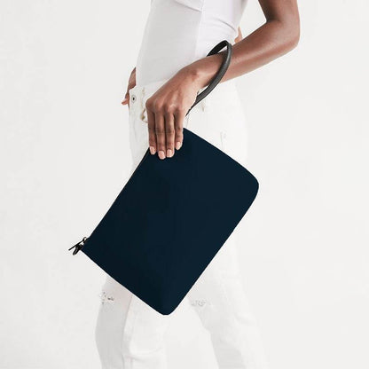 Deep Fully-Muted Blue Zip Pouch (B-FM-DE) - Side Holding
