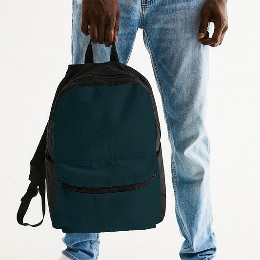 Deep Fully-Muted Cyan Canvas Backpack (C-FM-DE) - Man Holding