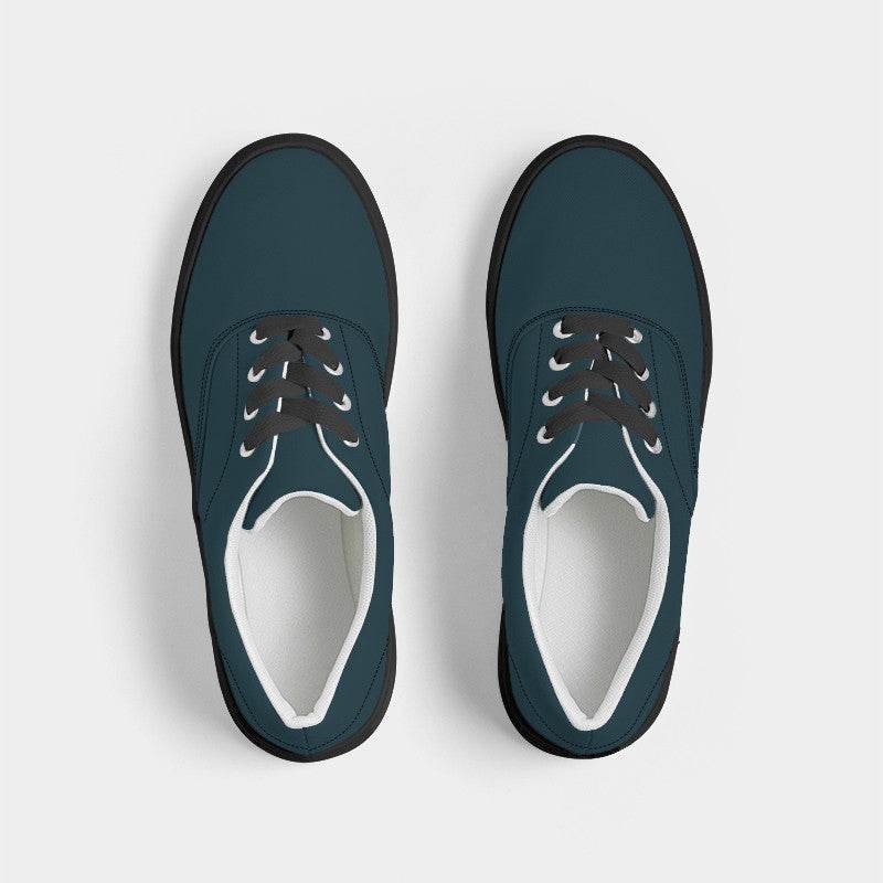 Deep Fully-Muted Cyan Men's Canvas Sneakers (BC2-FM-DE) - Top