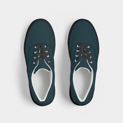 Deep Fully-Muted Cyan Men's Canvas Sneakers (BC2-FM-DE) - Top