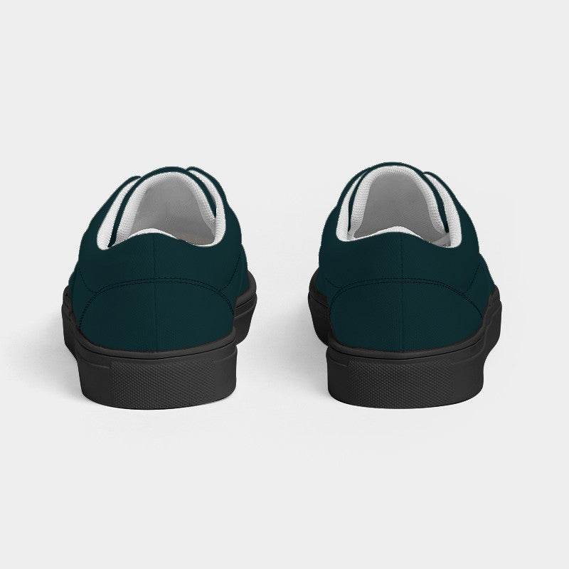 Deep Fully-Muted Cyan Men's Canvas Sneakers (C-FM-DE) - Back
