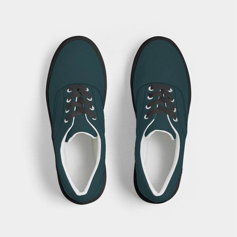 Deep Fully-Muted Cyan Men's Canvas Sneakers (C-FM-DE) - Top