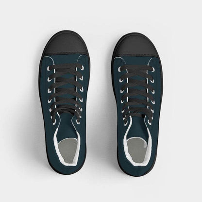 Deep Fully-Muted Cyan Women's High-Top Canvas Sneakers (BC2-FM-DE) - Top