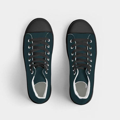 Deep Fully-Muted Cyan Women's High-Top Canvas Sneakers (C-FM-DE) - Top