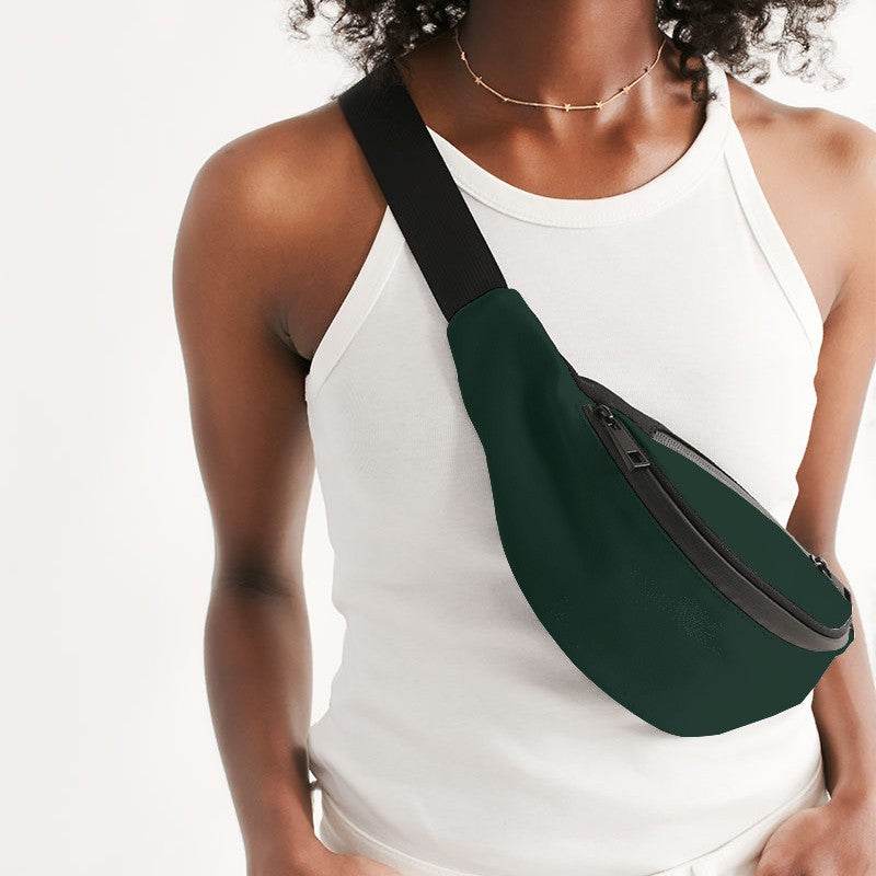 Deep Fully-Muted Green Belt Bag (BGG2-FM-DE) - Woman Front CloseUp