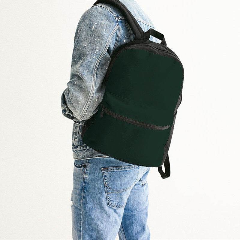 Deep Fully-Muted Green Canvas Backpack (BGG2-FM-DE) - Man Back CloseUp