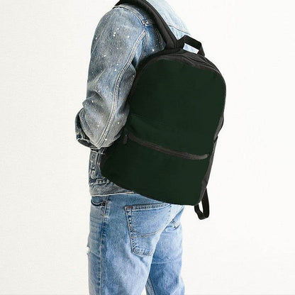Deep Fully-Muted Green Canvas Backpack (G-FM-DE) - Man Back CloseUp