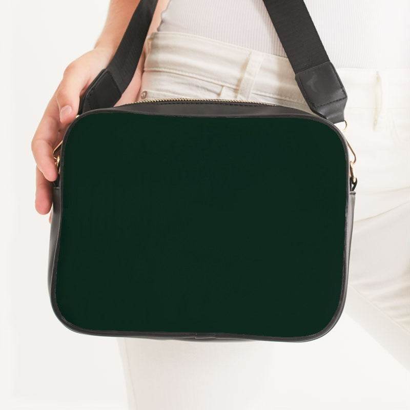 Deep Fully-Muted Green Crossbody Bag (BGG2-FM-DE) - Woman Front CloseUp