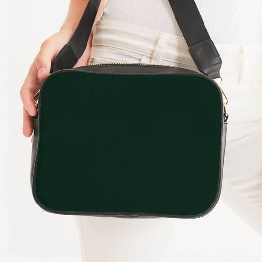 Deep Fully-Muted Green Crossbody Bag (BGG2-FM-DE) - Woman Front CloseUp