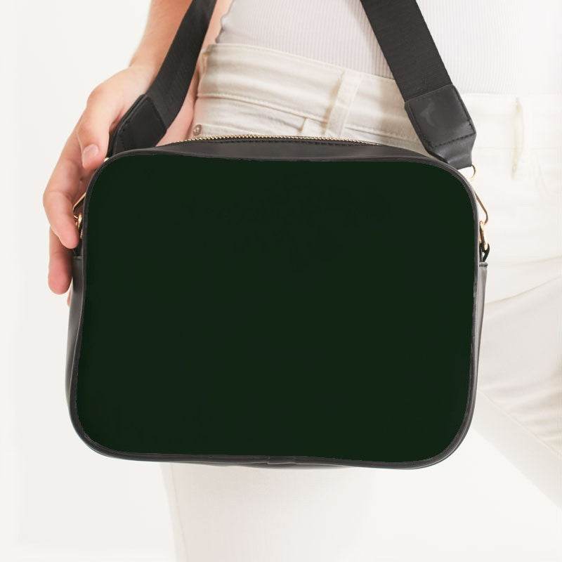 Deep Fully-Muted Green Crossbody Bag (G-FM-DE) - Woman Front CloseUp