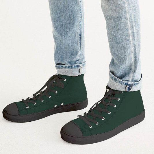 Deep Fully-Muted Green Men's High-Top Canvas Sneakers (BGG2-FM-DE) - Man CloseUp
