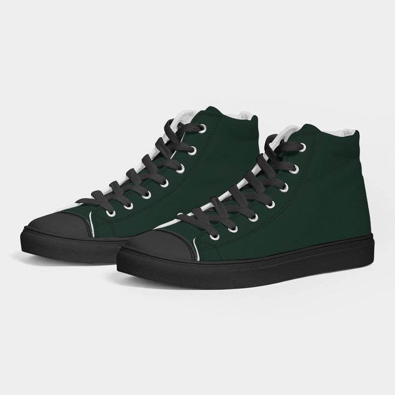 Deep Fully-Muted Green Men's High-Top Canvas Sneakers (BGG2-FM-DE) - Side 3