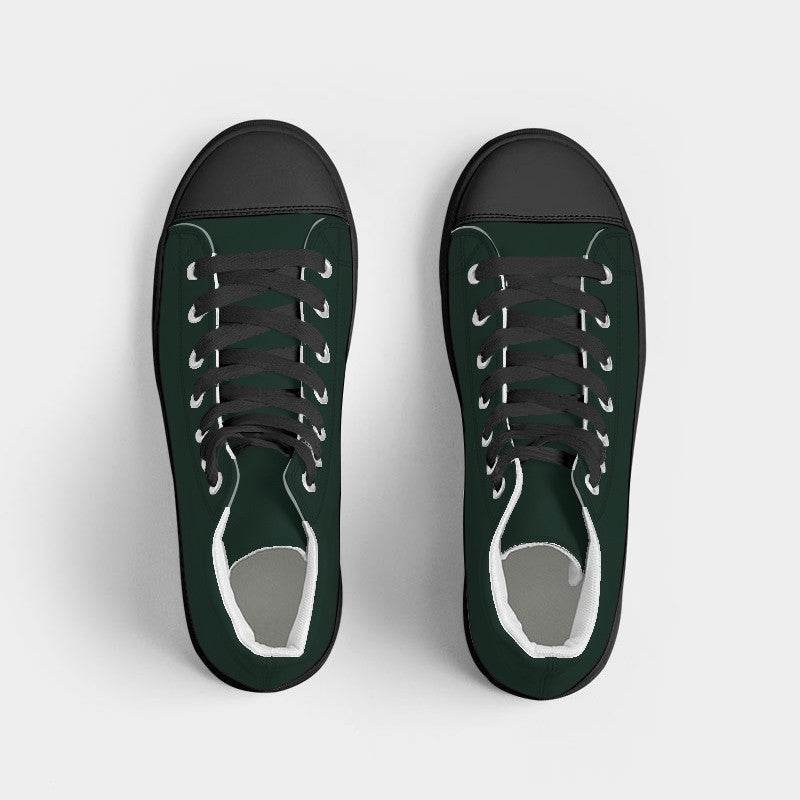 Deep Fully-Muted Green Men's High-Top Canvas Sneakers (BGG2-FM-DE) - Top