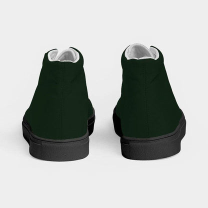 Deep Fully-Muted Green Men's High-Top Canvas Sneakers (G-FM-DE) - Back