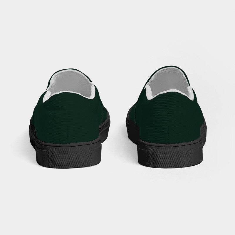 Deep Fully-Muted Green Men's Slip-On Canvas Sneakers (BGG2-FM-DE) - Back