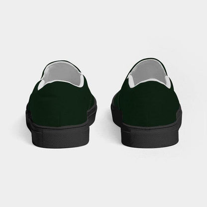 Deep Fully-Muted Green Men's Slip-On Canvas Sneakers (G-FM-DE) - Back