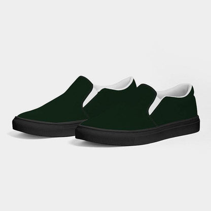 Deep Fully-Muted Green Men's Slip-On Canvas Sneakers (G-FM-DE) - Side 3
