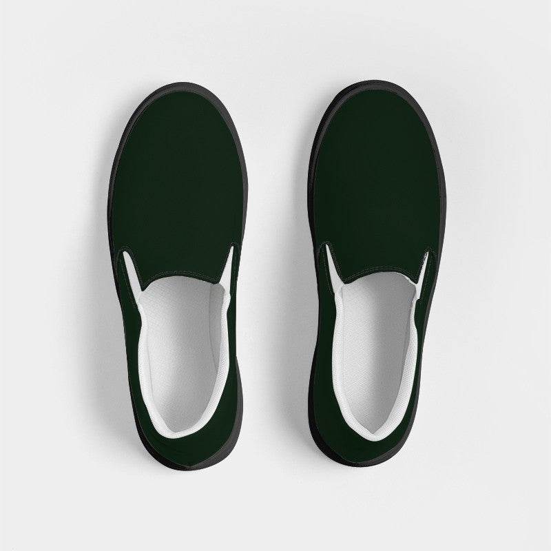 Deep Fully-Muted Green Men's Slip-On Canvas Sneakers (G-FM-DE) - Top