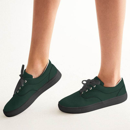 Deep Fully-Muted Green Women's Canvas Sneakers (BGG2-FM-DE) - Woman CloseUp