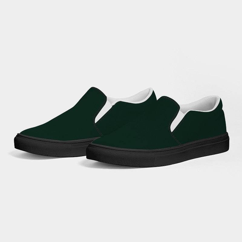 Deep Fully-Muted Green Women's Slip-On Canvas Sneakers (BGG2-FM-DE) - Side 3