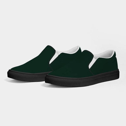 Deep Fully-Muted Green Women's Slip-On Canvas Sneakers (BGG2-FM-DE) - Side 3