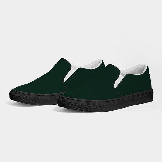 Deep Fully-Muted Green Women's Slip-On Canvas Sneakers (BGG2-FM-DE) - Side 3