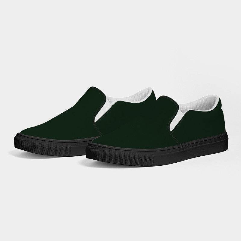 Deep Fully-Muted Green Women's Slip-On Canvas Sneakers (G-FM-DE) - Side 3