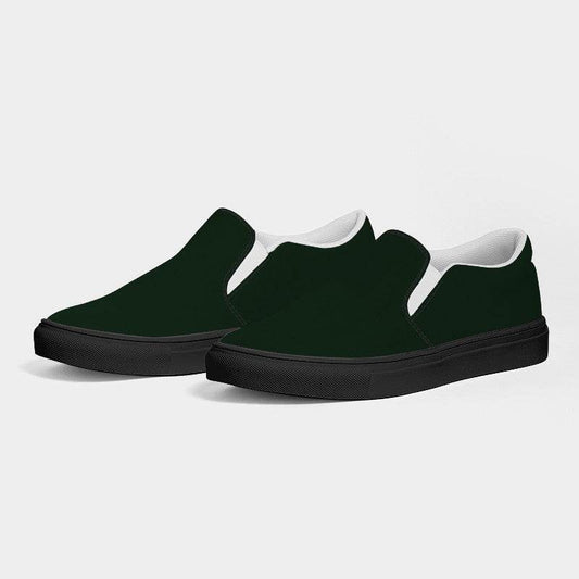Deep Fully-Muted Green Women's Slip-On Canvas Sneakers (G-FM-DE) - Side 3