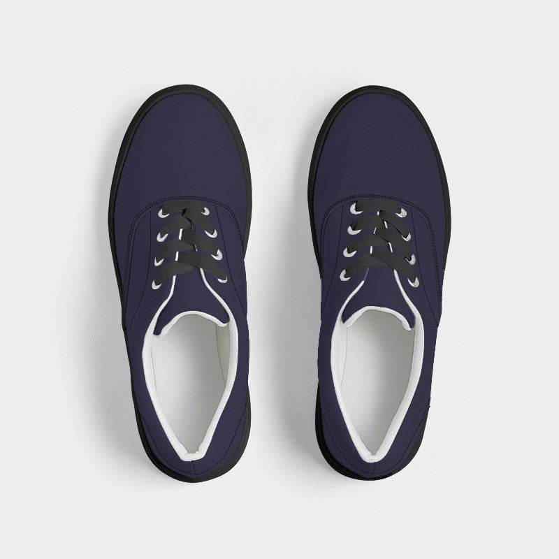 Deep Fully-Muted Indigo Men's Canvas Sneakers (PUI2-FM-DE) - Top