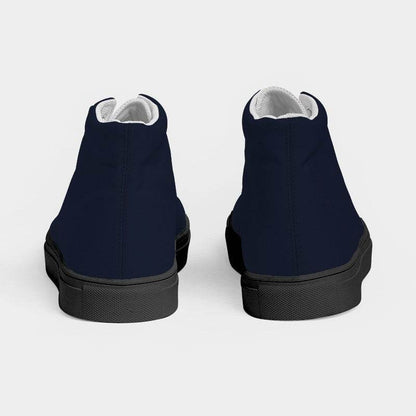 Deep Fully-Muted Indigo Men's High-Top Canvas Sneakers (I-FM-DE) - Back