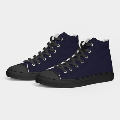 Deep Fully-Muted Indigo Men's High-Top Canvas Sneakers (PUI2-FM-DE) - Side 3
