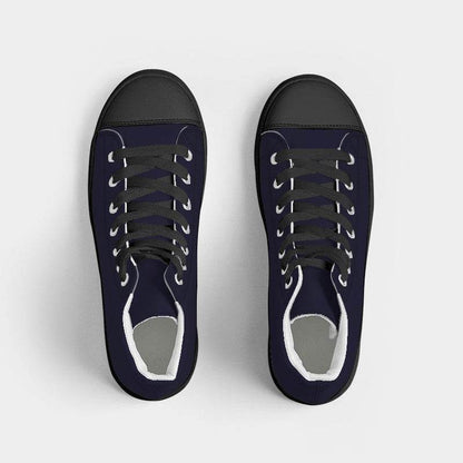 Deep Fully-Muted Indigo Men's High-Top Canvas Sneakers (PUI2-FM-DE) - Top