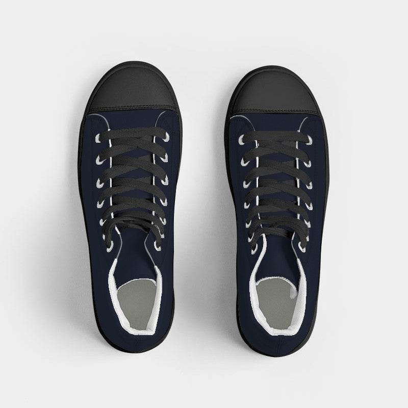 Deep Fully-Muted Indigo Women's High-Top Canvas Sneakers (I-FM-DE) - Top