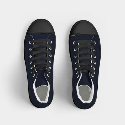 Deep Fully-Muted Indigo Women's High-Top Canvas Sneakers (I-FM-DE) - Top