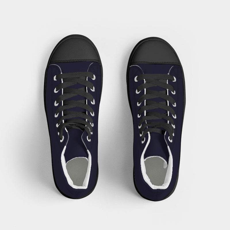 Deep Fully-Muted Indigo Women's High-Top Canvas Sneakers (PUI2-FM-DE) - Top