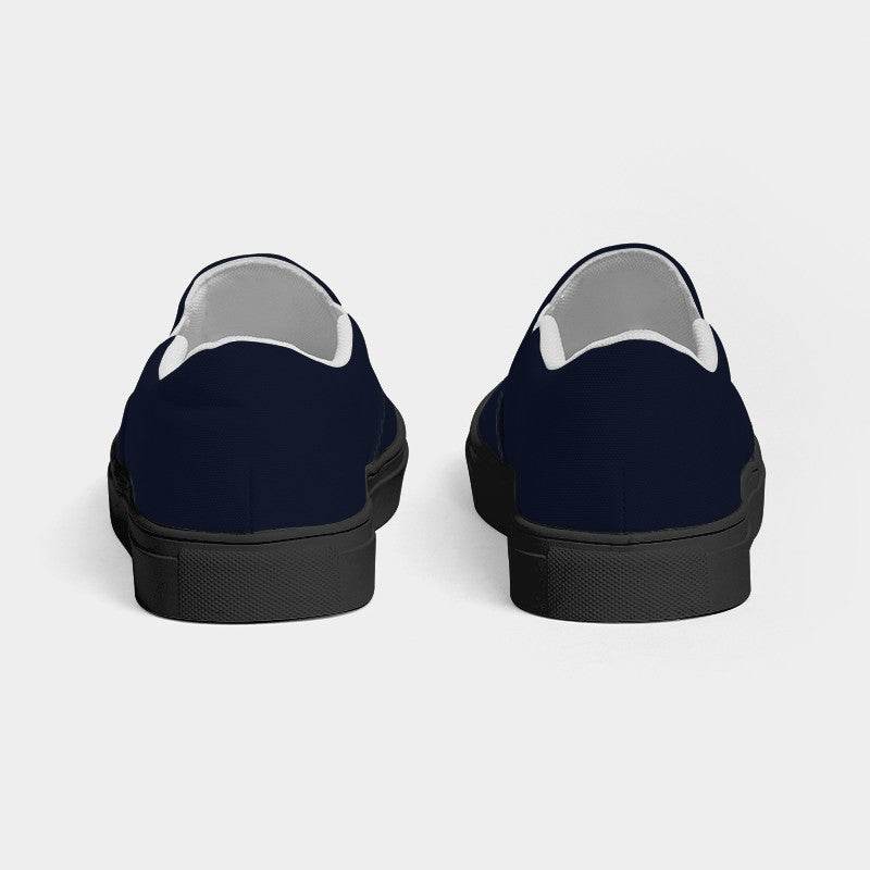 Deep Fully-Muted Indigo Women's Slip-On Canvas Sneakers (I-FM-DE) - Back