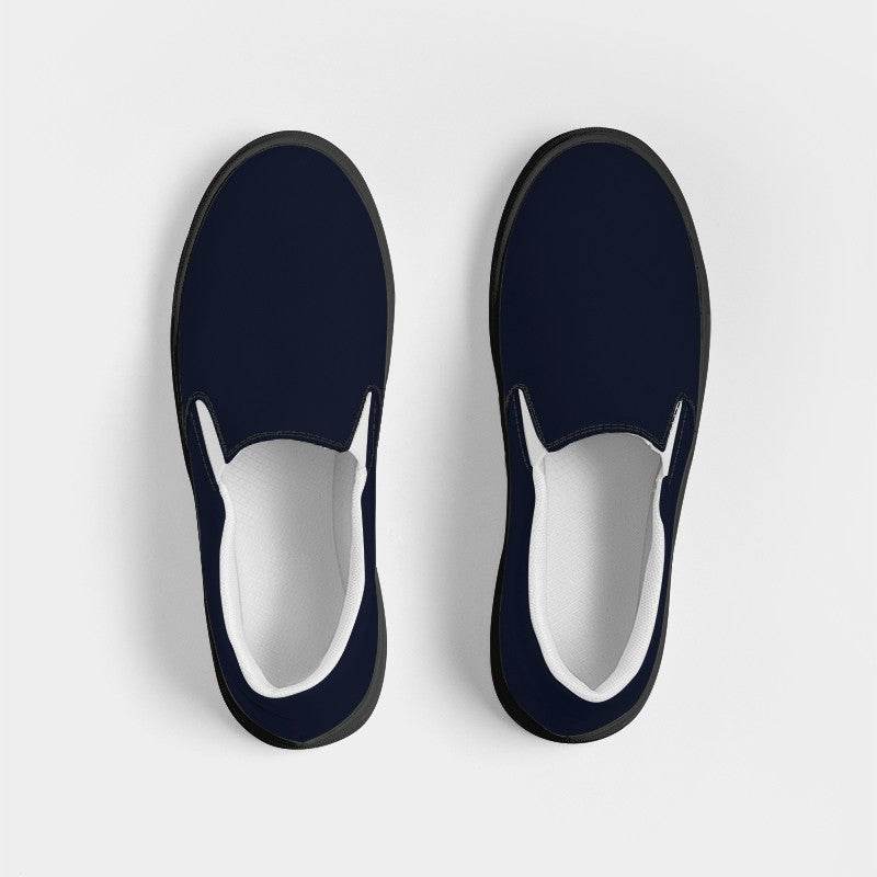 Deep Fully-Muted Indigo Women's Slip-On Canvas Sneakers (I-FM-DE) - Top