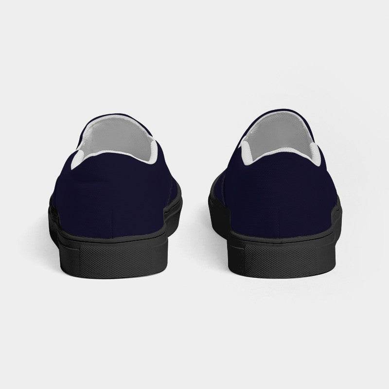 Deep Fully-Muted Indigo Women's Slip-On Canvas Sneakers (PUI2-FM-DE) - Back
