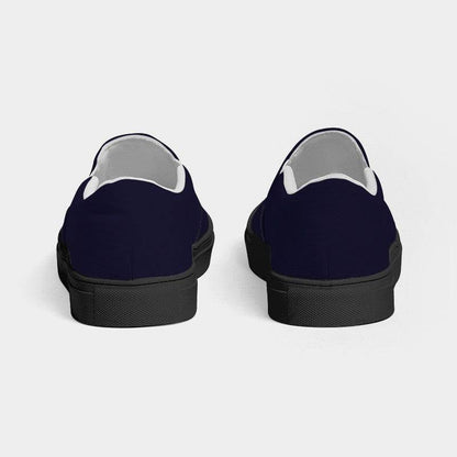 Deep Fully-Muted Indigo Women's Slip-On Canvas Sneakers (PUI2-FM-DE) - Back