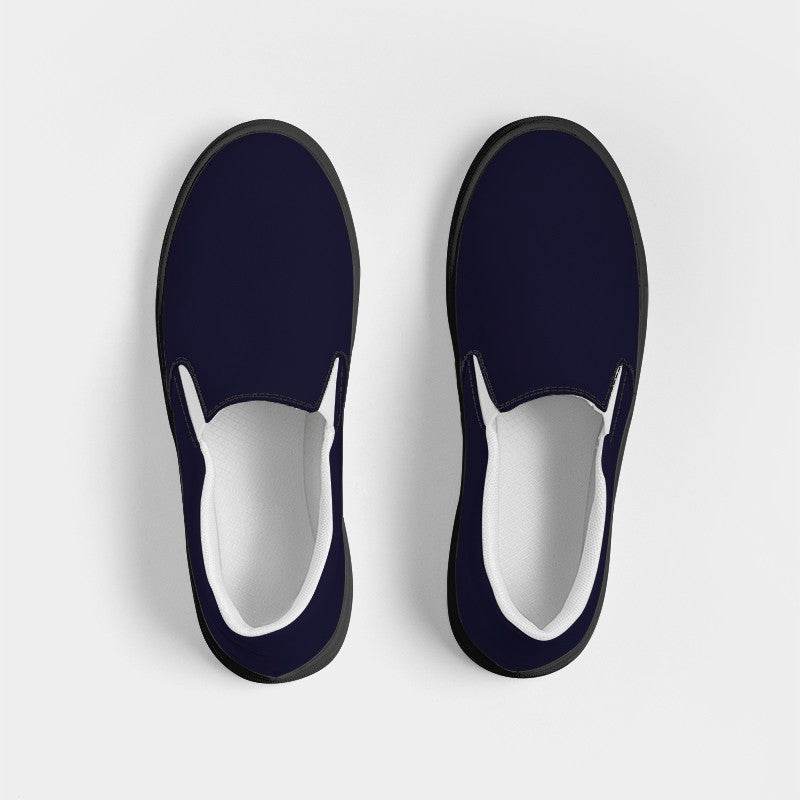 Deep Fully-Muted Indigo Women's Slip-On Canvas Sneakers (PUI2-FM-DE) - Top