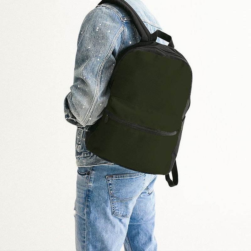 Deep Fully-Muted Lime Canvas Backpack (L-FM-DE) - Man Back CloseUp