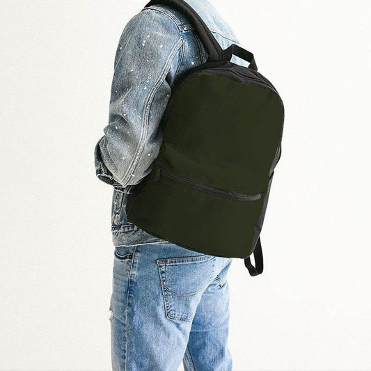 Deep Fully-Muted Lime Canvas Backpack (L-FM-DE) - Man Back CloseUp