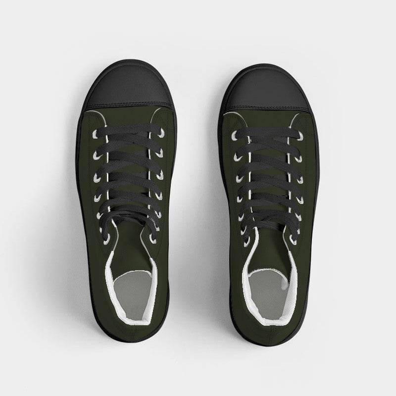 Deep Fully-Muted Lime Men's High-Top Canvas Sneakers (L-FM-DE) - Top