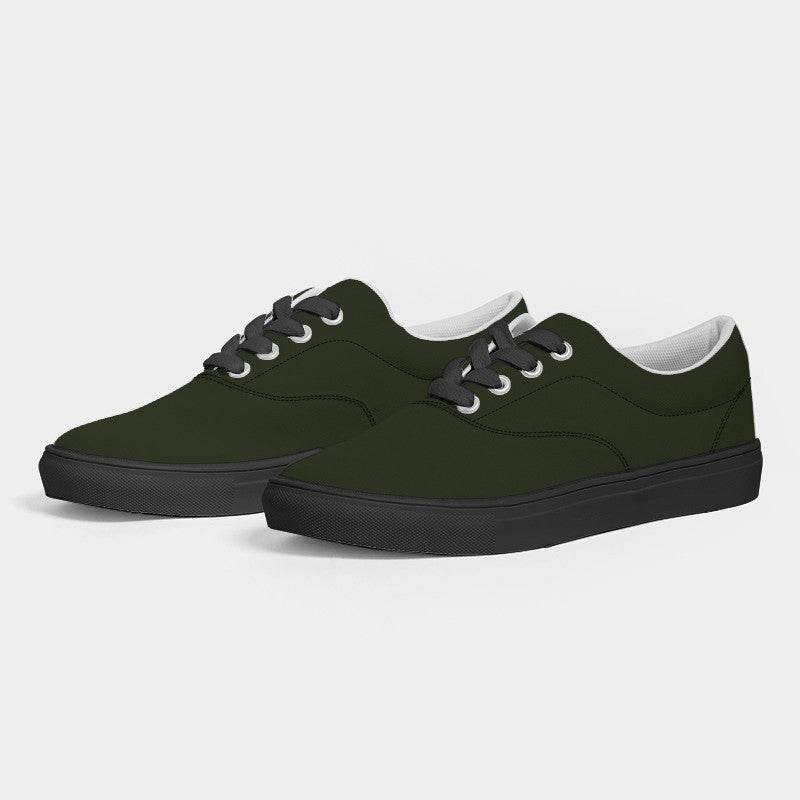 Deep Fully-Muted Lime Women's Canvas Sneakers (L-FM-DE) - Side 3