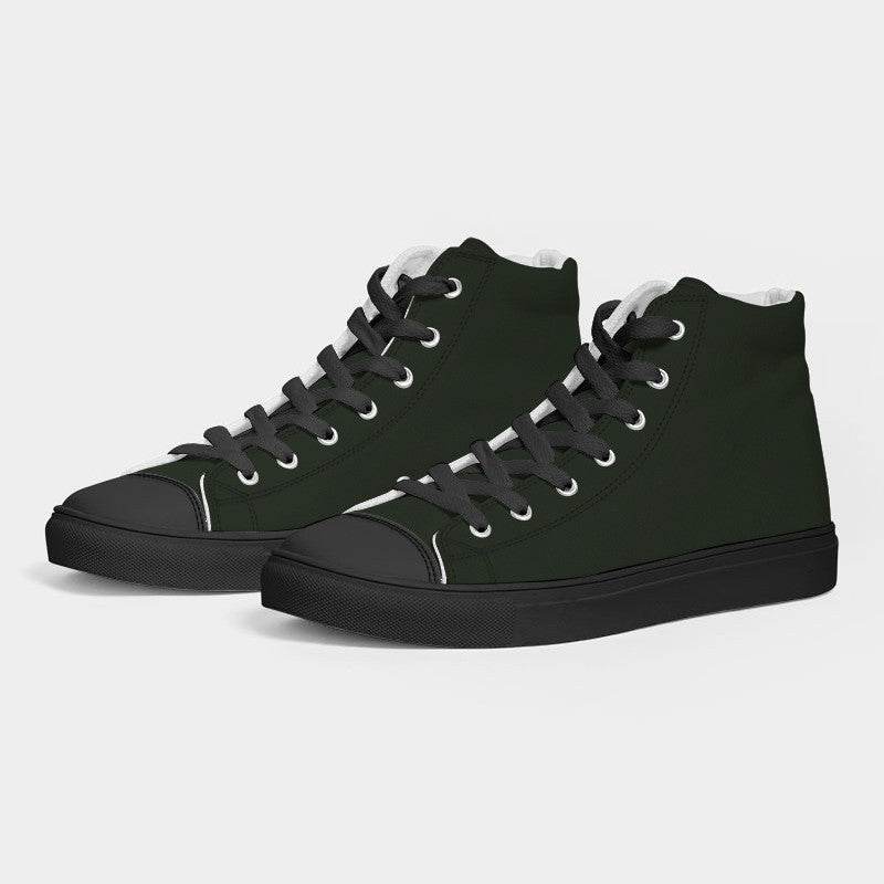 Deep Fully-Muted Lime Women's High-Top Canvas Sneakers (GL2-FM-DE) - Side 3